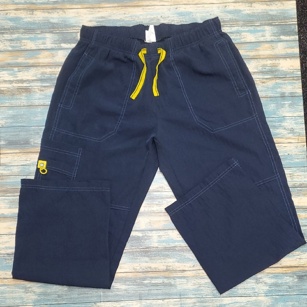Kids Navy Joggers with Yellow Drawstrings